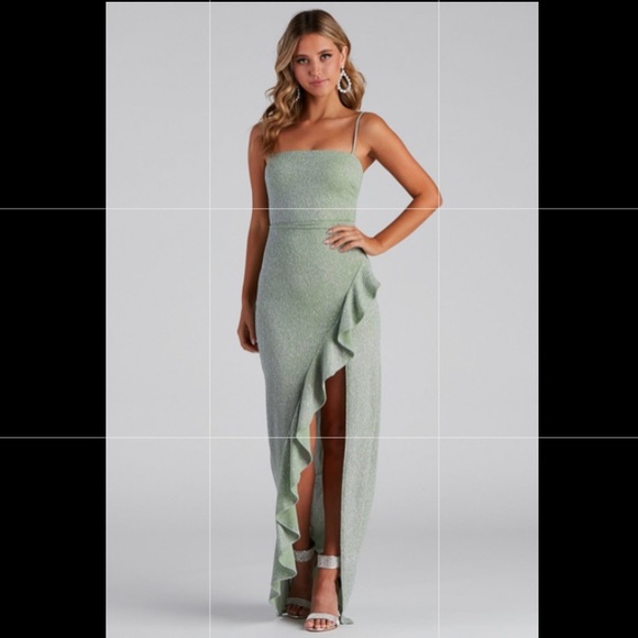 Windsor | Dresses | Windsor Sage Green Glitter Prom Dress | Poshmark Windsor | Dresses | Windsor Sage Green Glitter Prom Dress | Poshmark